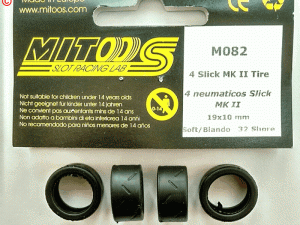 M011 Mitoos Raid Tyres x 4 25 x 9mm Needle Peak 25 Shore New